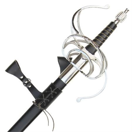 レザー製 ソードベルト ハンガー 鞘 ブラック 左利き用 飾り帯 剣 日本