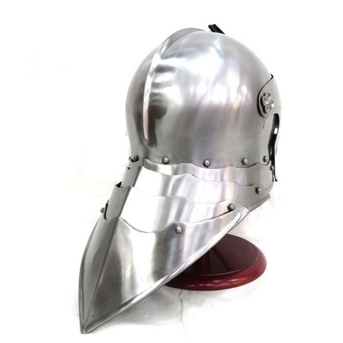 レンタル商品】 中世18ゲージスチール製サレット レザーライナー付き