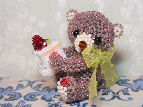 あみぐるみのテディベアMarieちゃん*花占い | LeaLea beads