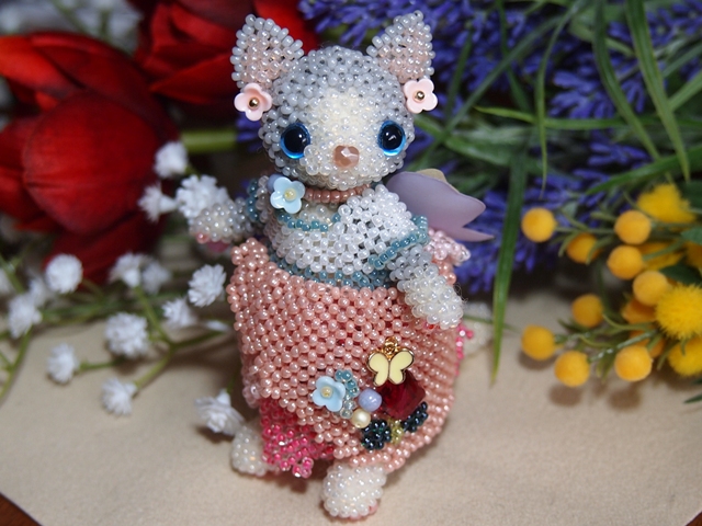 あみぐるみの猫Cocoちゃん*チューリップ | LeaLea beads