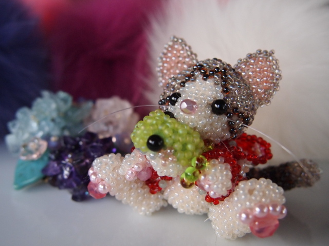 あみぐるみの猫ちゃん*雨上がり | LeaLea beads