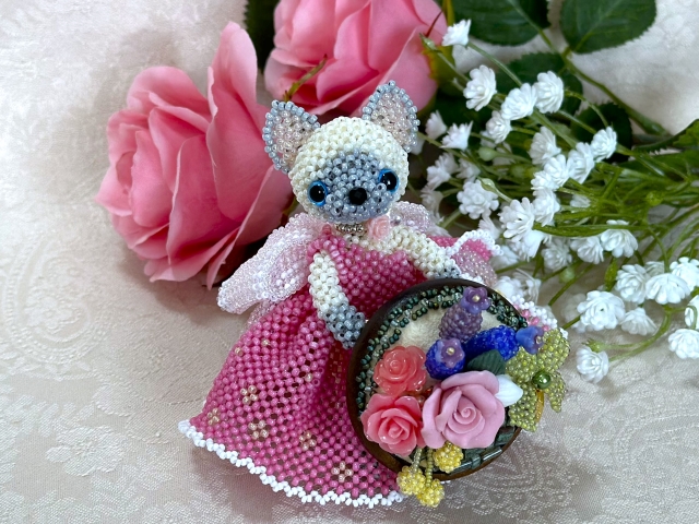 あみぐるみの猫Christineちゃん*Rose Garden | LeaLea beads