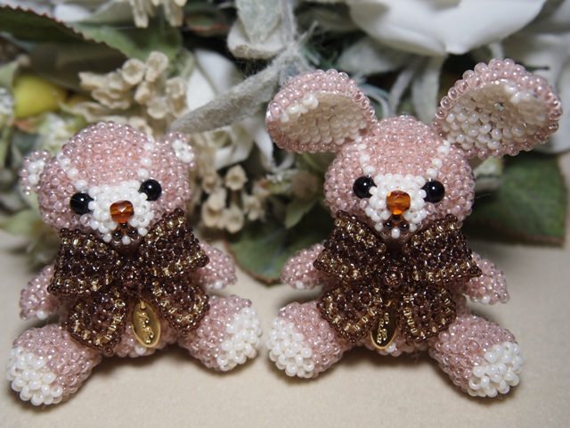 着せ替えテディベア*ピンクベージュ | LeaLea beads