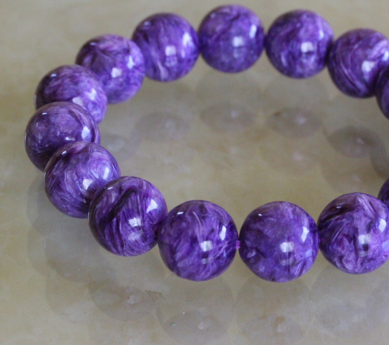 極上！最高品質5Aチャロアイトブレスレット13.5mm玉【最高品質・光沢