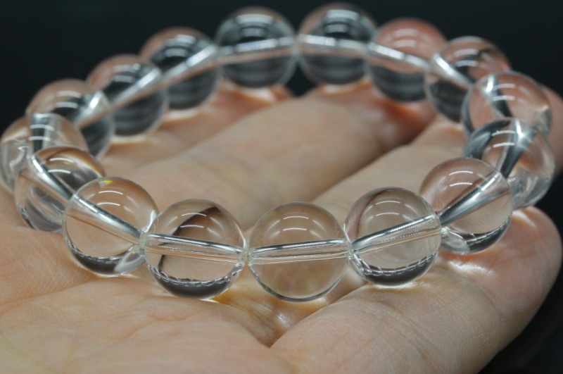 極上！山梨県産・光の水晶ブレスレット12mm玉【最高品質・高波動・超