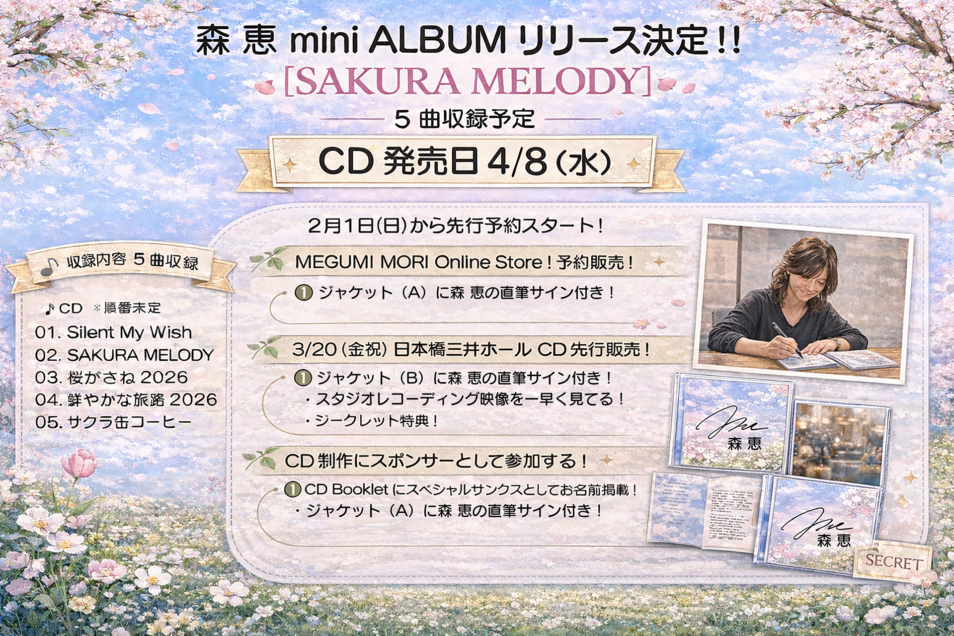CDサイン付き】SAKURA MELODY | MEGUMI MORI Online Store!