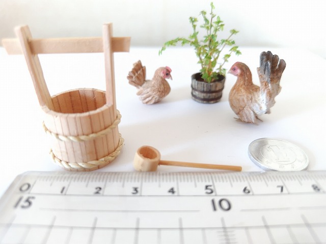 12分の1サイズ ミニチュア手桶柄杓セット | Minimoku