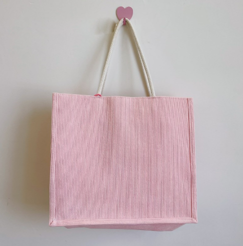 ピンクカラーコーデュロイトートバッグ - MsRibbon