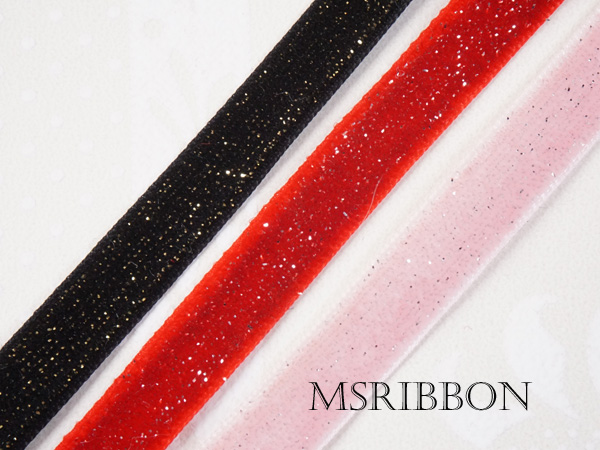 ラメ入りベロアベルベットリボン 2size/90cm - MsRibbon
