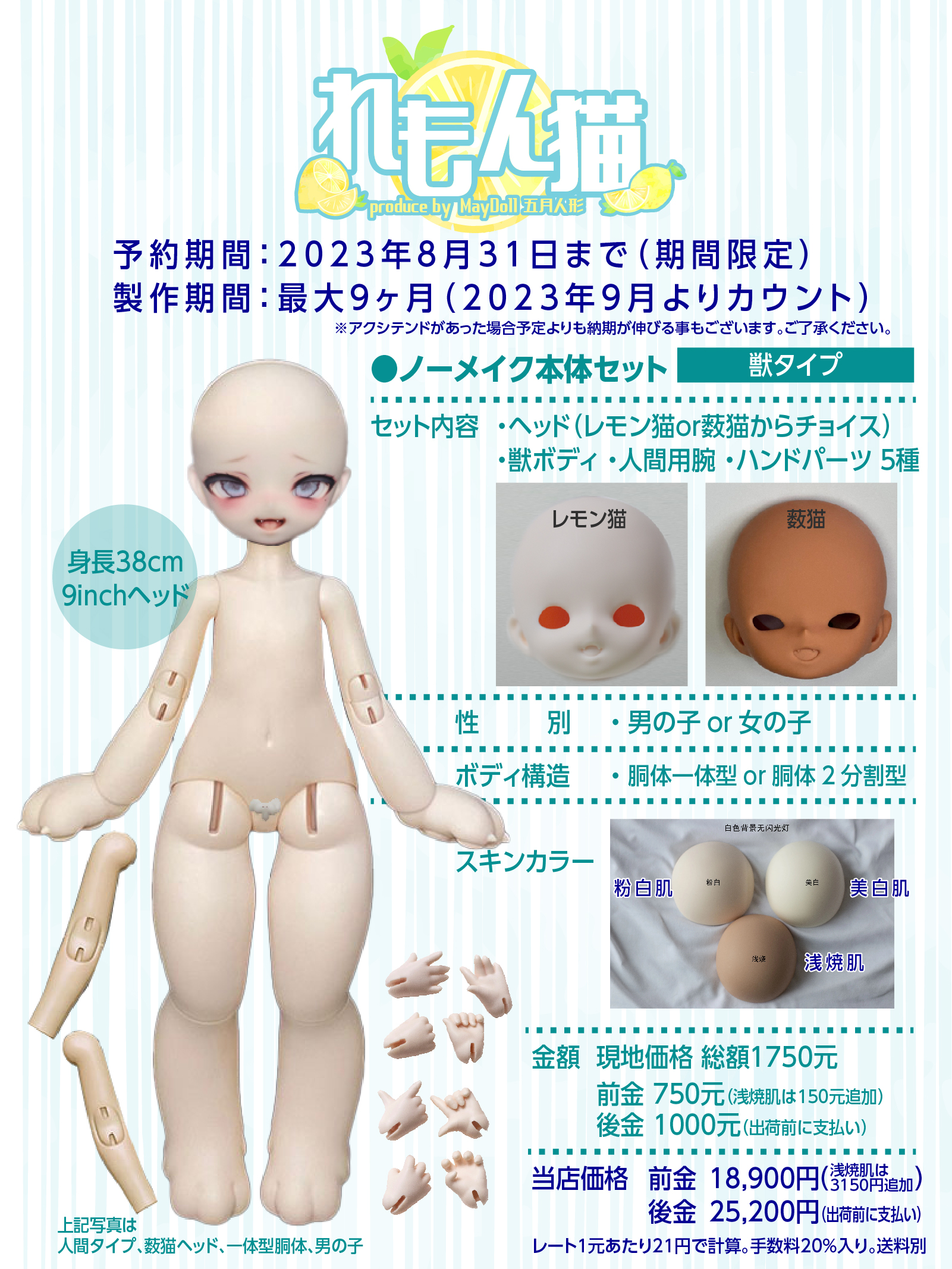 さばみそ様専用カート（れもん猫、獣タイプ女の子・後金・上海）国際 