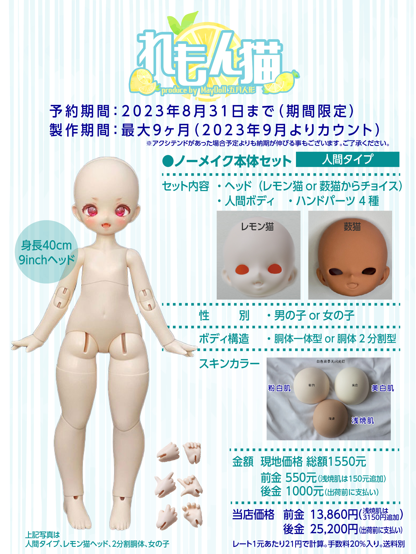 tmy様専用カート（本体セット人間タイプ・れもん猫・女の子2分割