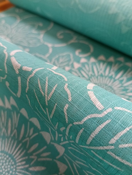 【綿麻きもの】小千谷 越後型型染 綿麻紅梅 綿麻紅梅 越後型型染（紺仁染織工房）001 | ふだん着物のネット