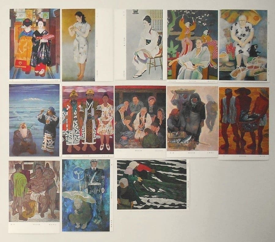 第5回日展(1973)日本画・絵はがき－(2) ; 宵(立石秀春)ほか計46