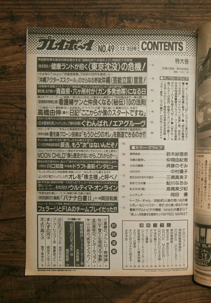 週刊プレイボーイ(1997年12月2日号)No.49 ; 表紙モデル＝鈴木紗理奈