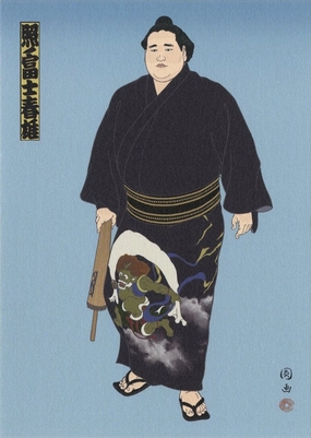 中判錦絵（プリント）：雨上がりの照ノ富士（まどか画） | 大相撲錦絵 大門