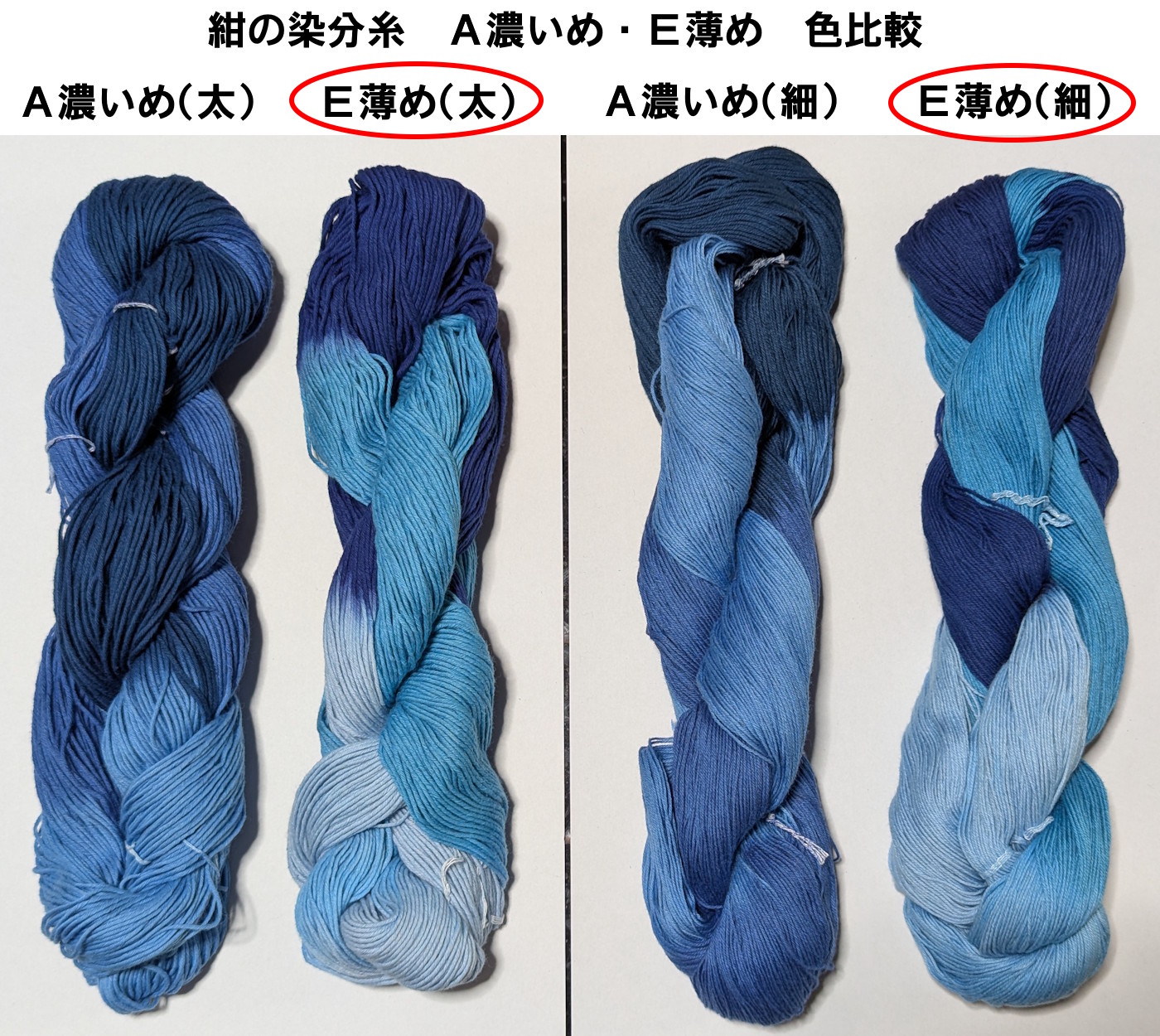 染分糸E（薄めの紺ぼかし） | 刺し子糸・反物販売－小鳥屋（おどりや