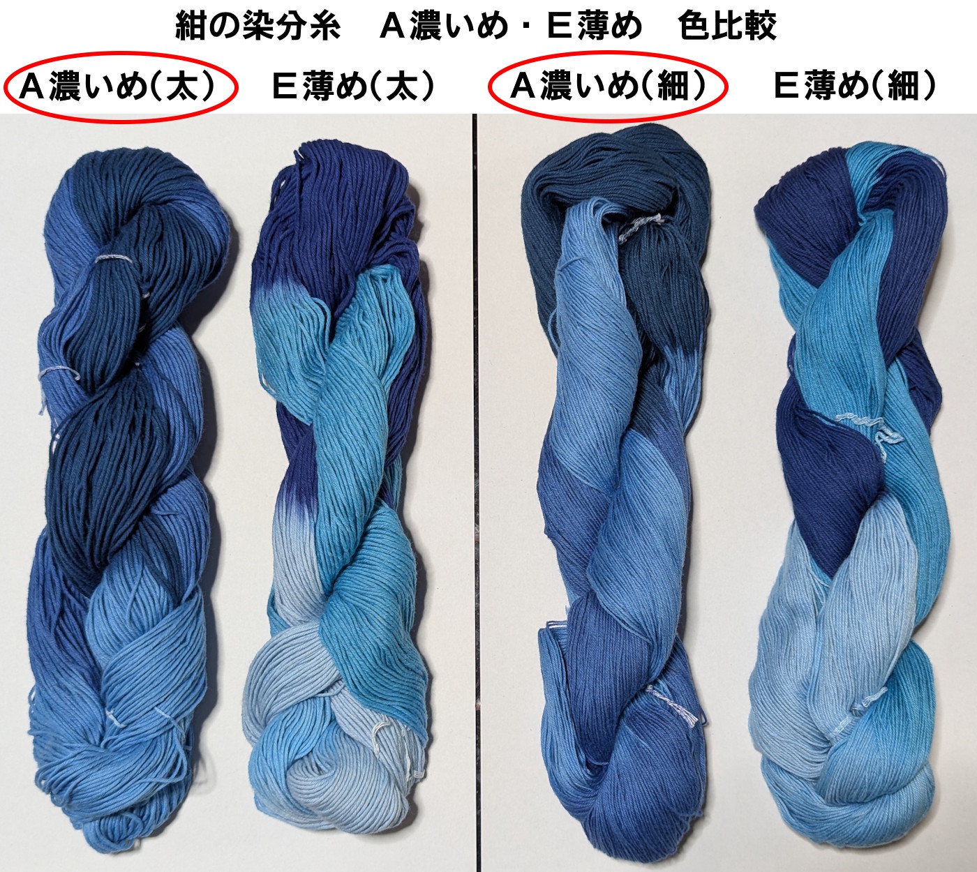 染分糸A（濃いめの紺ぼかし） | 刺し子糸・反物販売－小鳥屋