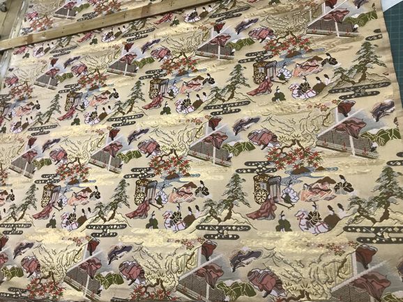 布絵　織物　平安　額装 布絵 織物 平安 額装