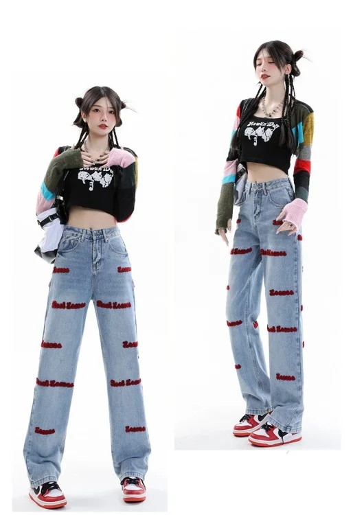 フラワー刺しゅうデニムパンツ(S(140cm) ブルー): ジュニア
