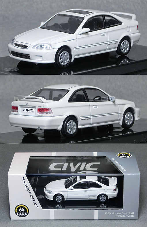 中古品 希少！1/43 モデファイヤーズ USホンダ シビック クーペ ホワイト PA-65624 ホンダ シビック クーペ VTI-R EM1 1999（タフタホワイト