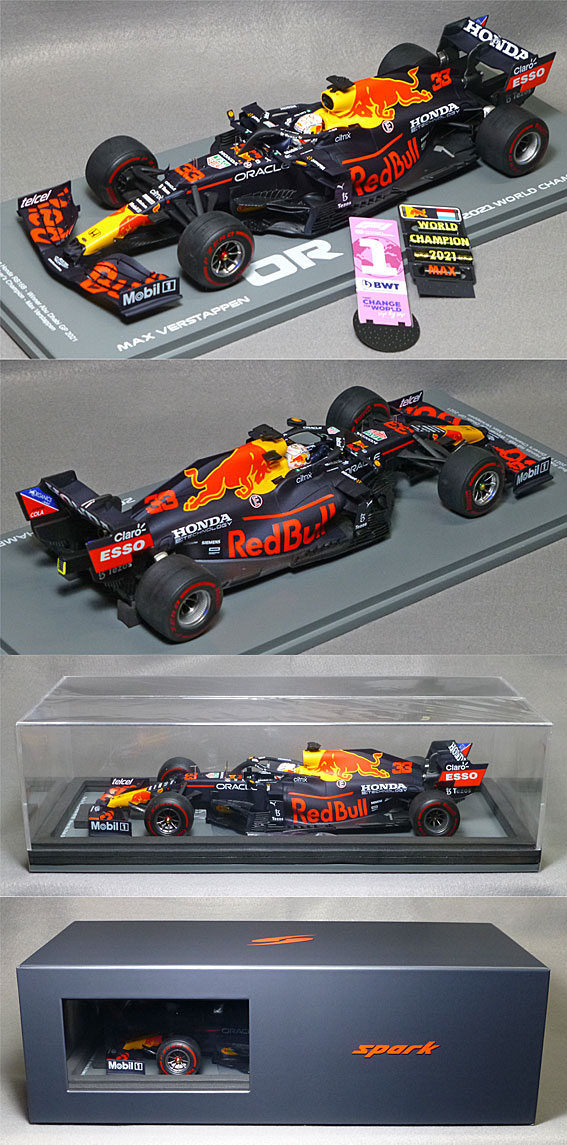 18S609 レッドブル ホンダRB16B（No.33/マックス・フェルスタッペン）アブダビGP優勝 World Champion Edition  With No.1 Board and Pit Board | ミニカーショップ ポケットガレージ