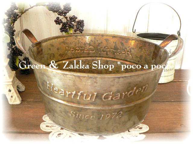 heartful*gardenアンティーク風ブリキラウンドポットL | Green＆Zakka shop *poco a poco*