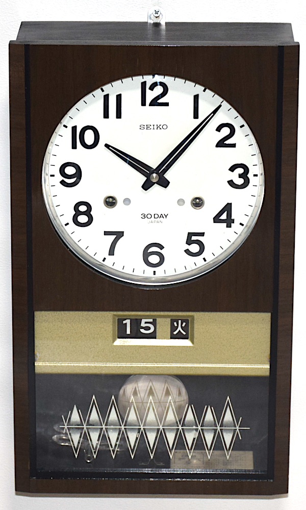 SEIKO 箱型柱時計 30DAY カレンダー付 外箱付 昭和40年頃【W382】〔100