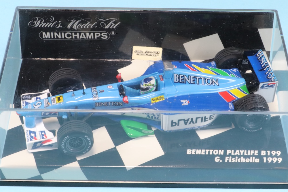 430990009 ミニチャンプス 1/43 ベネトン プレイライフ B199 1999 G.フィジケラ No.9 - ミニカー キット 中古 ...