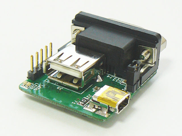 USB Aタイプコネクタと、電源供給用Mini-Bコネクタが搭載されています