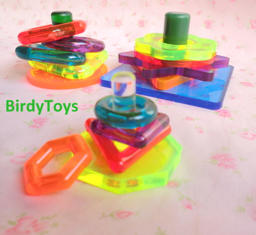 アクリル製の輪投げ(知育トイ)☆3サイズ | 鳥のおもちゃ専門店 BirdyToys