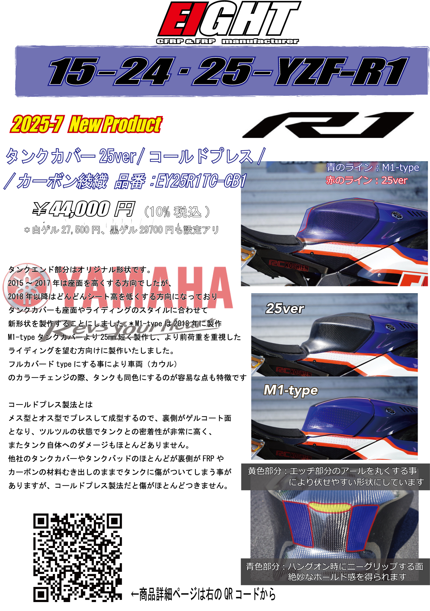 ☆限定ブルーケブラー☆15~19・20~YZF-R1/R1M ﾀﾝｸｶﾊﾞｰ/25ver/ｺｰﾙﾄﾞﾌﾟﾚｽ