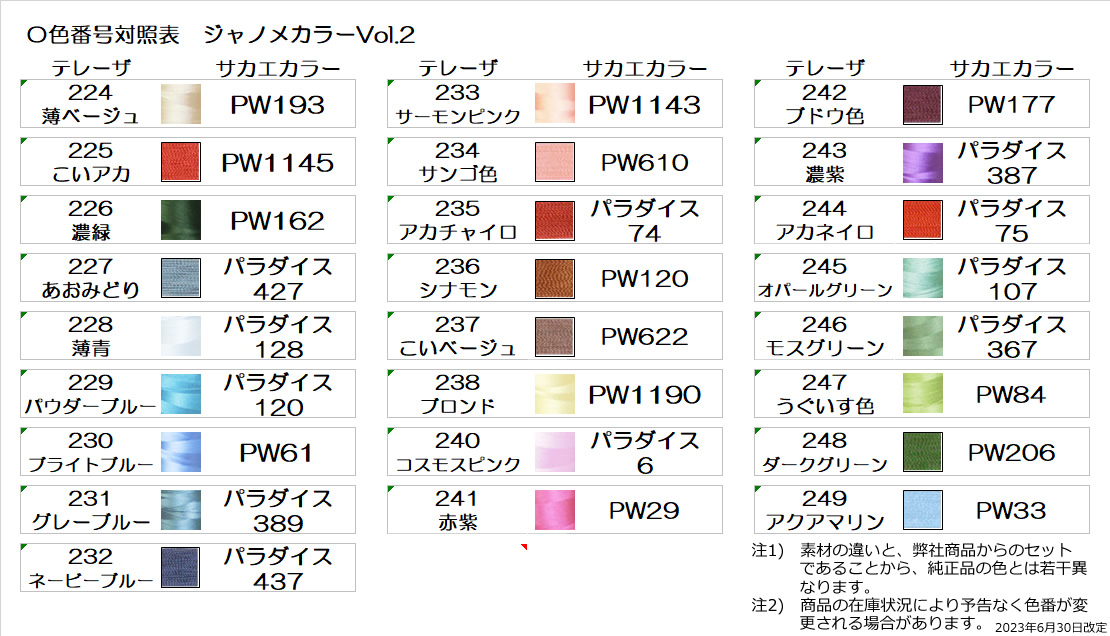 単品 25色 ジャノメカラーVol.2 1000m巻 | 高品質な日本製ミシン刺繍糸