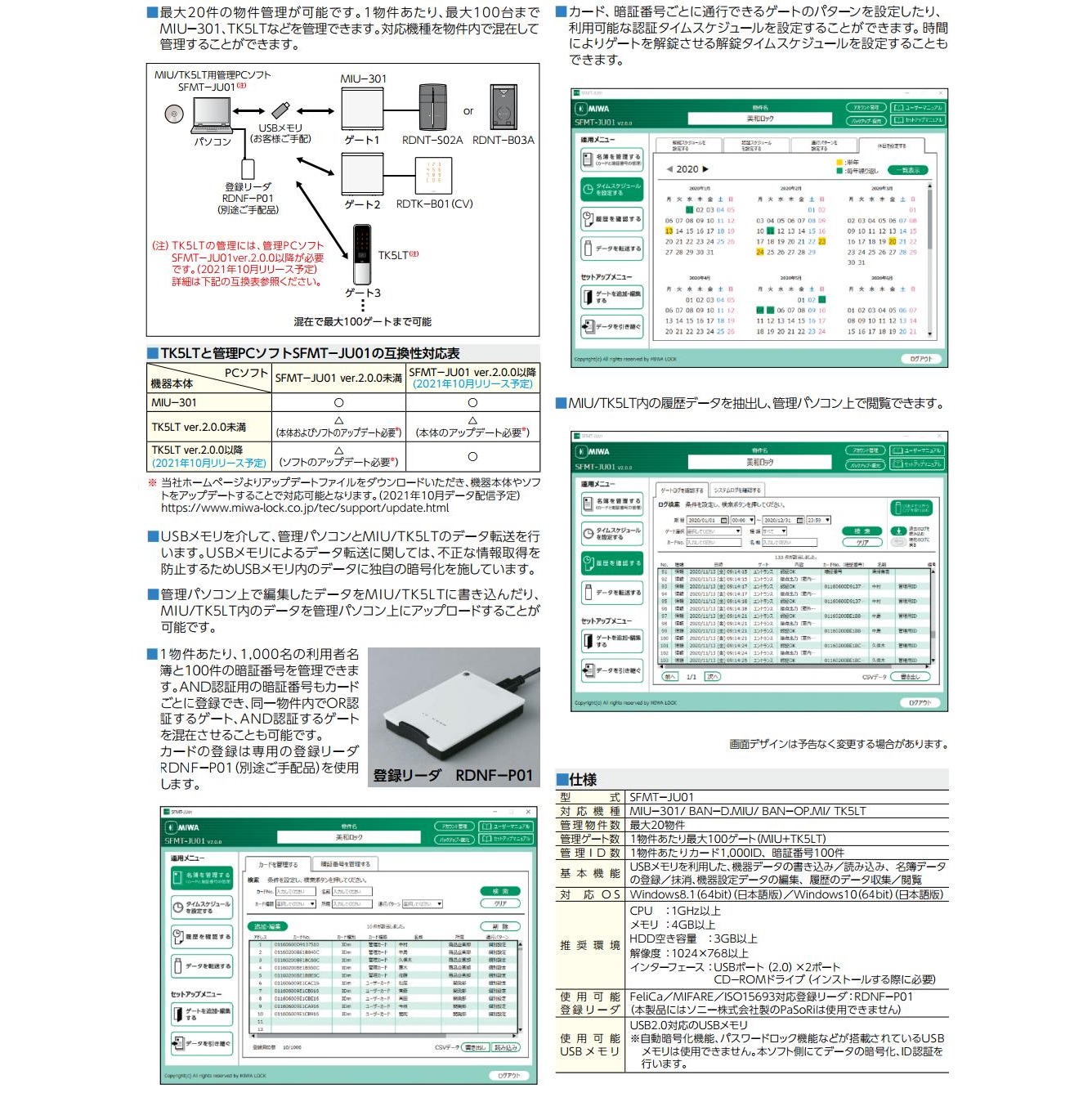 美和ロック SFMTーJU01 MIU/TK5LT用 管理PCソフト Ver.2.0.0 美和ロック SFMTーJU01 MIU/TK5LT用 管理PCソフト Ver.2.0.0