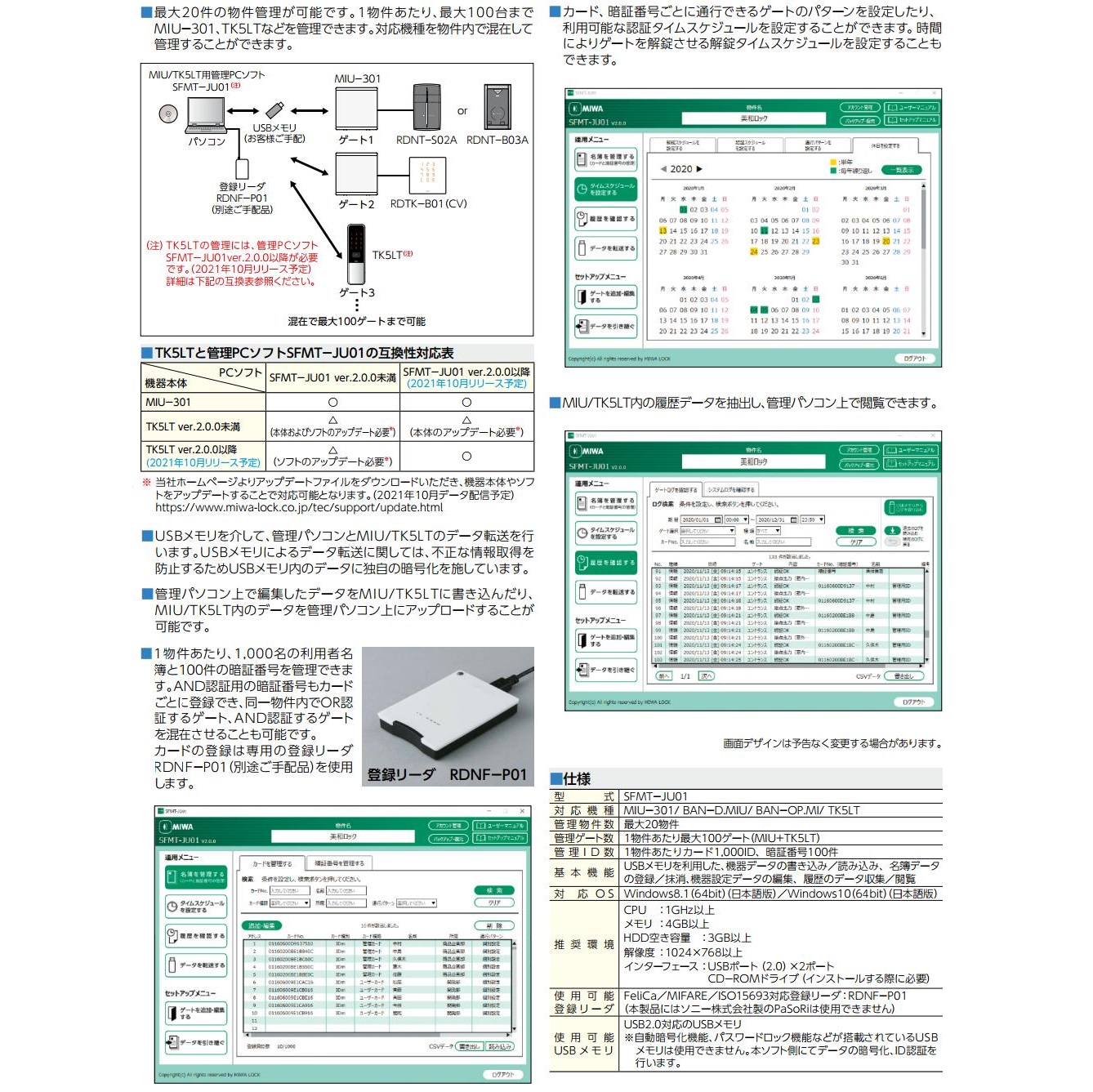 MIWA 美和ロック SFMTーJU01 MIU/TK5LT用 管理PCソフト （Ver.2.0.0