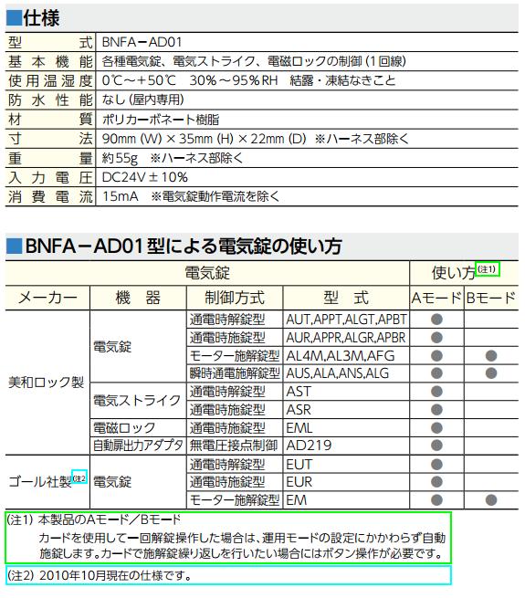 美和ロック BNFAーAD01型 電気錠制御アダプタ | ＬＯＣＫＳ 美和ロック