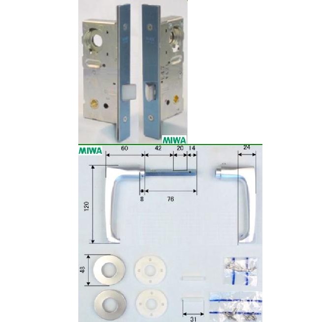 美和ロック LA20ー0 BS38mm 扉厚(mm) 33～41 仕上 SV | ロックス 美和