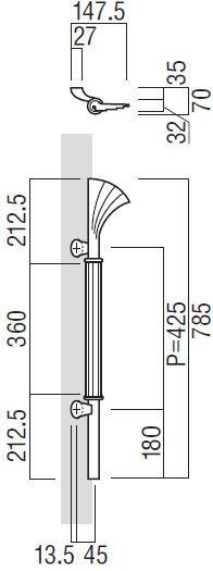 UNION(ユニオン) T1024-02-001-L ドアハンドル 押し棒 1セット(内外) [ネオイズム] UNION ユニオン ドアハンドル ミドル T1024-02-001-L&frasl;R 内外