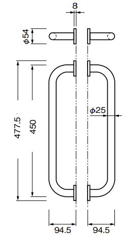 BEST ベスト ドアハンドル 両面タイプ G996-2 450mm 鏡面 | ＬＯＣＫＳ