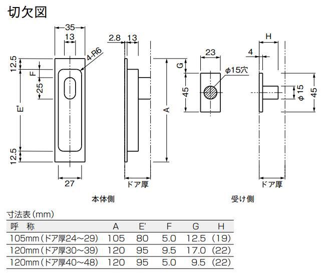 BEST No.500N 角引手付捻締 120mm ドア厚 40～48mm 黄銅磨き | ＬＯＣＫＳ BEST ベスト社製品通信販売 Vol.2