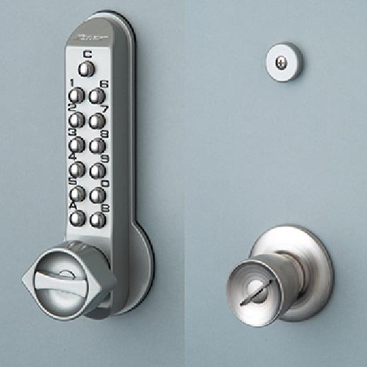 KEYLEX 500 框扉対応玉座取替錠 縦・ノブ BS64mm DT30～45mm 仕上 MS 