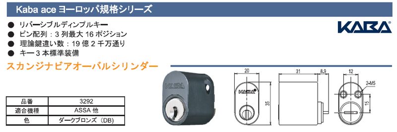 Kaba ace 3292 Scandinavia_Mini DB KEY3 | ＬＯＣＫＳ dormakaba ドルマカバ社製品通信販売