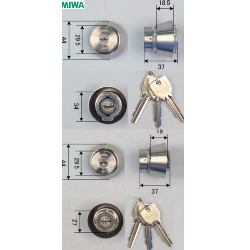 美和ロック U9 CY LA DZ シリンダー(2個同一) 仕上ST KEY6 - LOCKS 美和ロック社製品通信販売 一般錠Ver.