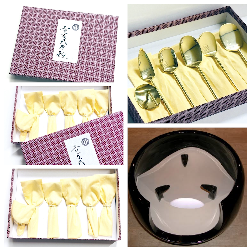 本金代用消正味一瓦入　六包セットおまけ付き 新商品】青峰堂オリジナル「六方式灰匙（はいさじ）」6本組〜真鍮製