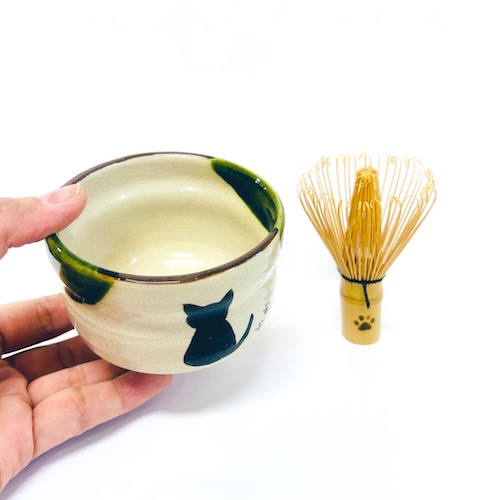 チャキ⭐︎　家具４点セット 猫のいっぷくセット（野点セット）【猫の抹茶碗・肉球ミニ茶筅＆ミニ
