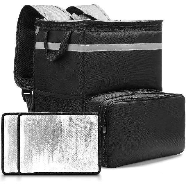 Uber Eats 専用　保温バッグ 仕切り付き 黒 ウーバーイーツ バッグ 配達 用 eats デリバリーバッグ 大容量