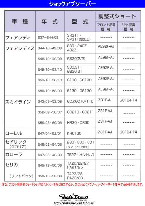 ショックアブソーバー[調整式ショート] | Shake☆Down FC2ネットショップ