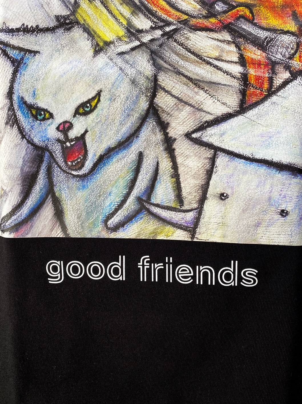 Mサイズ。good friends 黒Tシャツ 税込み￥17,500-の所、腹切った