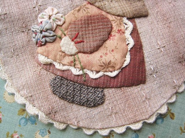 アップリケモチーフ 「スーちゃんとお花」 - パッチワークキルト