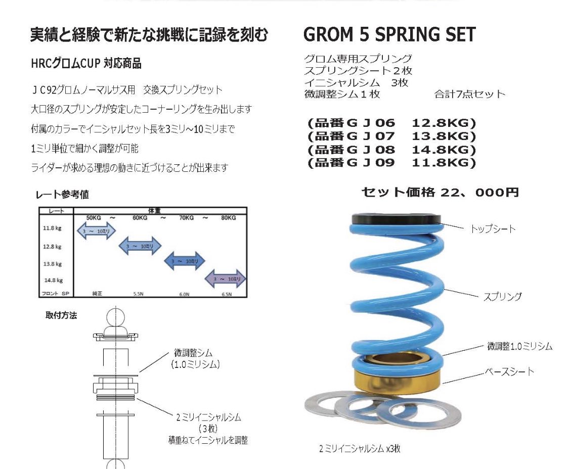 kics製 GROM5用スプリングセット | SMG Racing 6→7