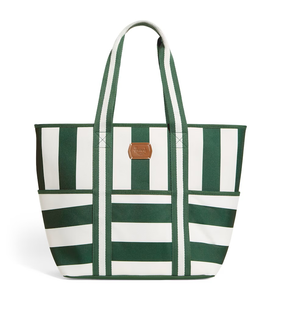 英国発【Harrods】ハロッズ ストライプ 保冷バッグ Harrods - 新品タグ付き Harrods クールバッグデニム(保冷ランチ